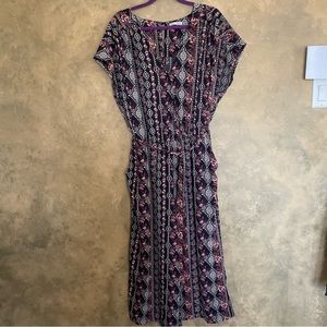 Dex Crossover Front Floral Flowy Wide Leg Jumpsuit